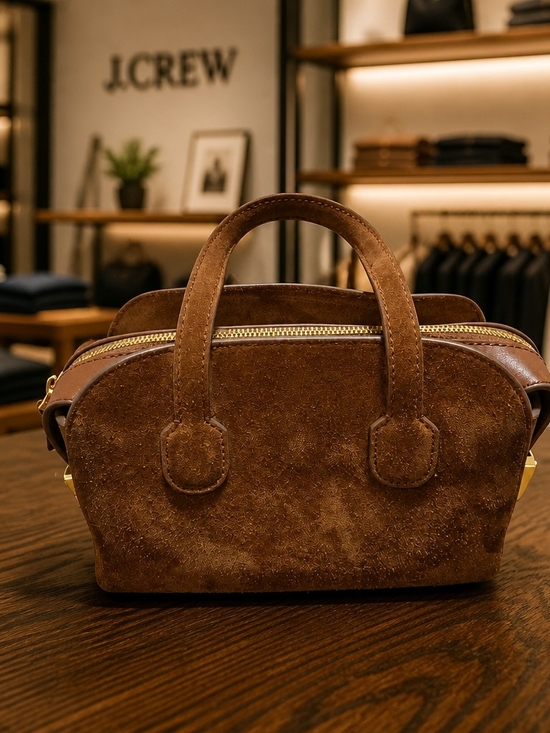 J. Crew Handbags - J. Crew Brown Suede Mini Satchel with Gold Hardware